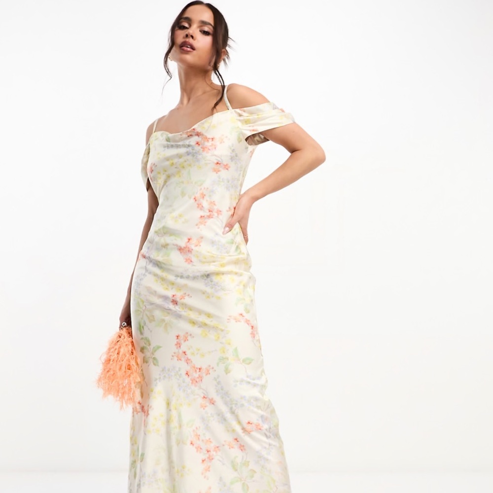 Hope & Ivy Satin Maxi Floral Dress